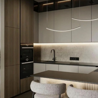 Минималистичная кухня п-образной формы